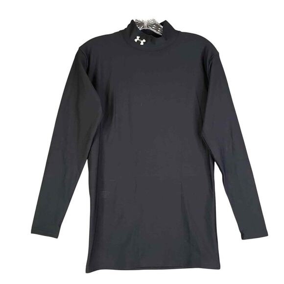Under Armour UA Shirt Long Sleeve Mens Size Large L Black Mock Neck - Picture 2 of 9